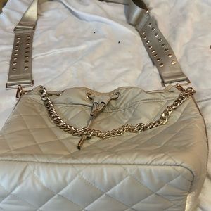 Haute Shore tan puffer drawstring crossbody/shoulder bag